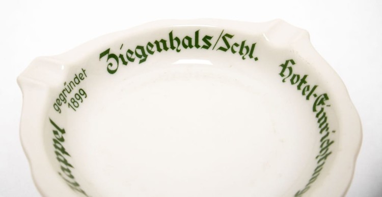 STARA PORCELANOWA POPIELNICZKA HOTEL JOSEPH KAPPEL, ZIEGENHALS GŁUCHOŁAZY