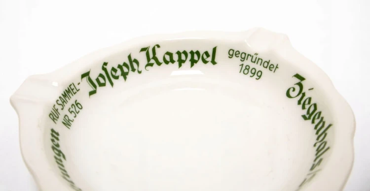 STARA PORCELANOWA POPIELNICZKA HOTEL JOSEPH KAPPEL, ZIEGENHALS GŁUCHOŁAZY