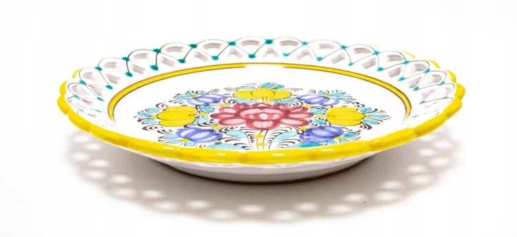STARY CERAMICZNY TALERZ W KWIATY, MODRA SŁOWACJA