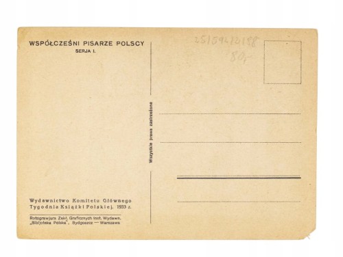 STARA POCZTÓWKA - PISARKA ZOFJA NAŁKOWSKA 1933