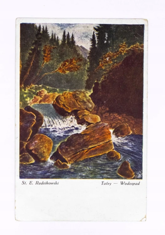 STARA POCZTÓWKA - TATRY WODOSPAD, MAL. RADZIKOWSKI, LWÓW / BURSZTYN 1935