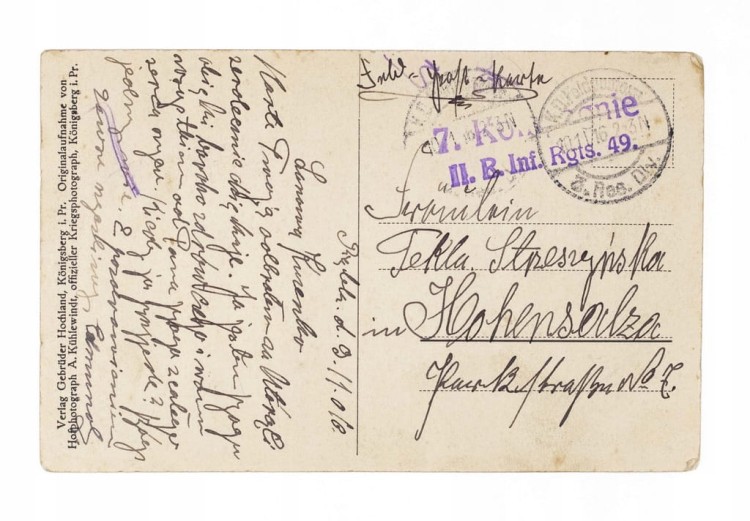 STARA POCZTÓWKA SZWAJCARIA - PUŁK WOJSKOWY, FOT. KRÓLEWIEC, INOWROCŁAW 1916