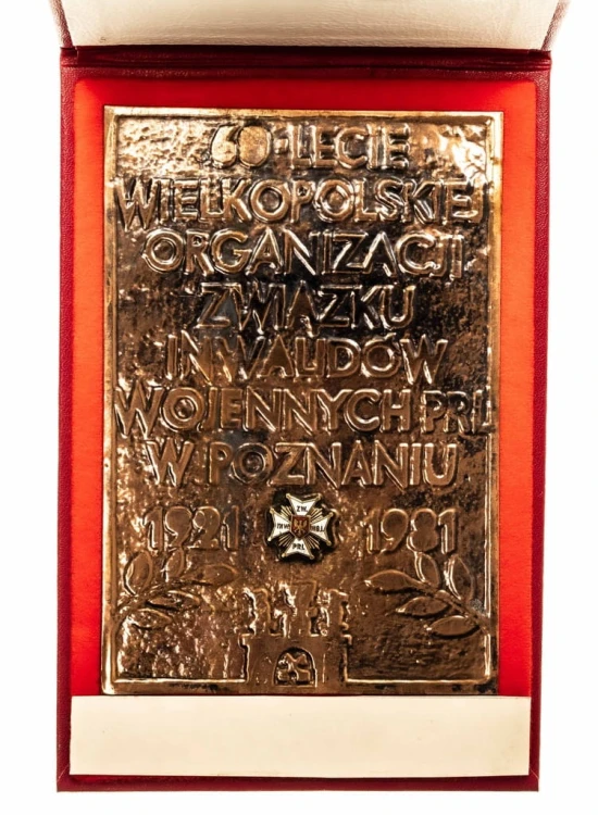 PLAKIETA 60-LECIE WLKP ORGANIZACJI ZWIĄZKU INWALIDÓW WOJENNYCH, POZNAŃ 1981