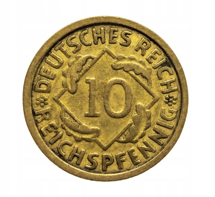 Niemcy, Republika Weimarska (1918-1933), 10 Reichspfennig 1924 G, Karlsruhe