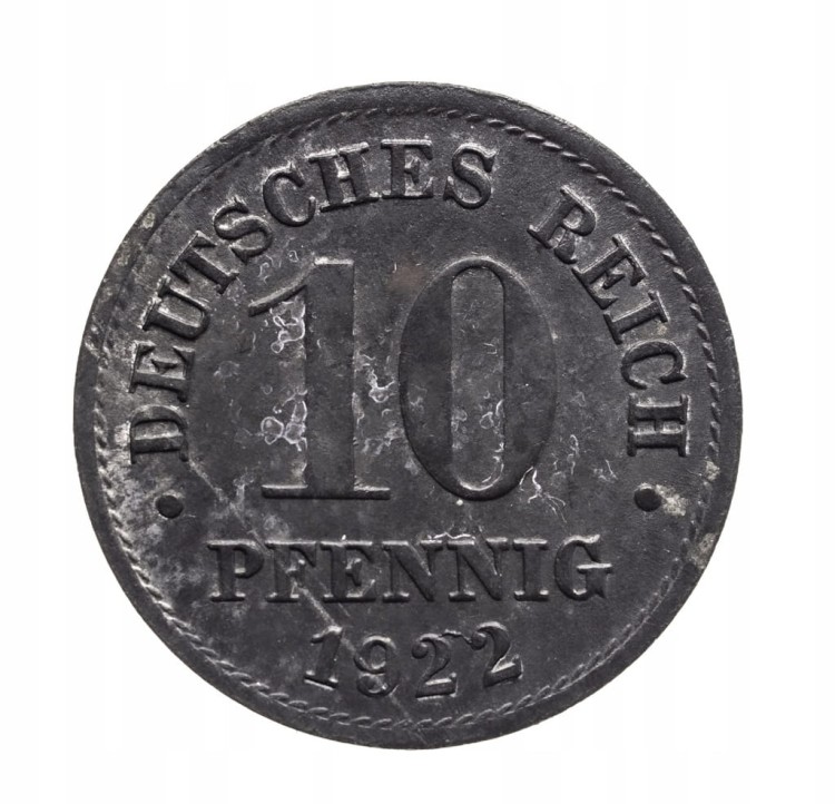 Niemcy 10 fenigów, 1922 rok.