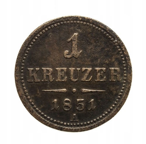 Austria, Franciszek Józef I, 1 krajcar 1851 A, Wiedeń
