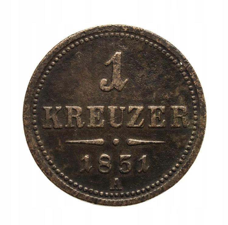 Austria, Franciszek Józef I, 1 krajcar 1851 A, Wiedeń