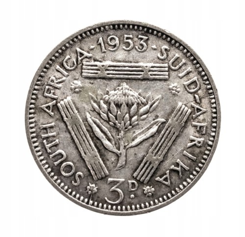Afryka Południowa, Elżbieta II, 3 pensy, 1953 rok.