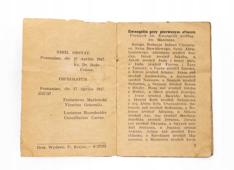 STARA KSIĄŻKA CZTERY EWANGELIE, PIEŚNI NA BOŻE CIAŁO, POZNAŃ 1947