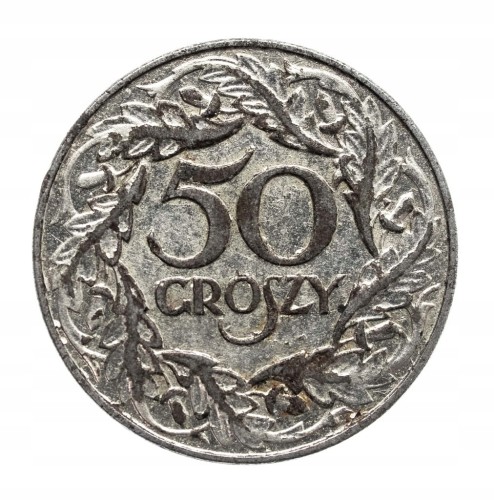 Polska, Generalna Gubernia, 50 groszy 1938, Warszawa, żelazo niklowane