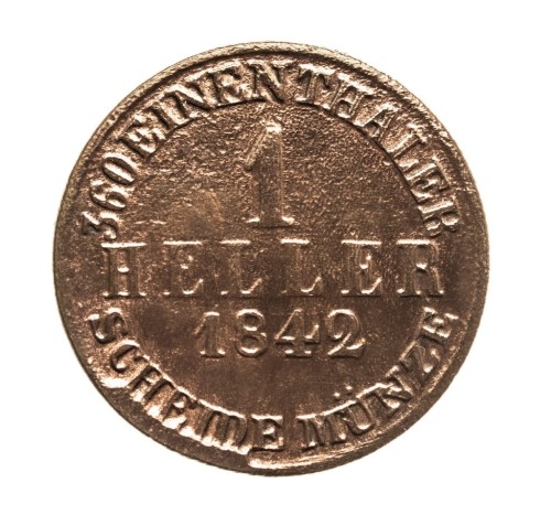 Niemcy, Hessen-Kassel, Wilhelm II, 1 Heller, 1842 rok.