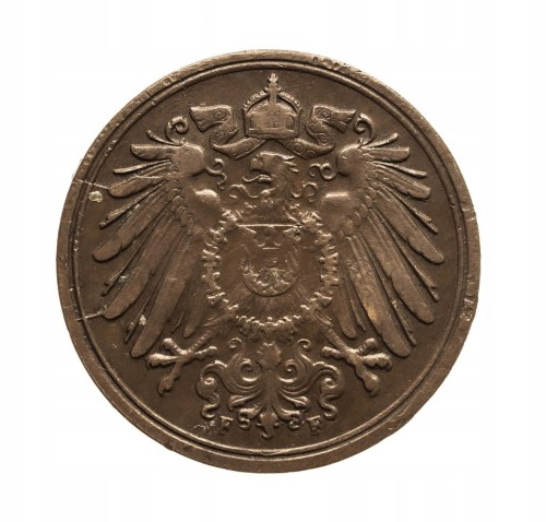 Niemcy, Prusy, Wilhelm II, 1 fenig, 1907 F, Stuttgart.