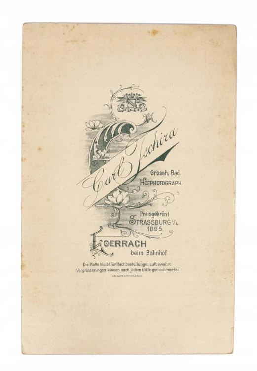 STARA FOTOGRAFIA - MĘŻCZYZNA W GARNITURZE, ATELIER LORRACH NIEMCY 1895