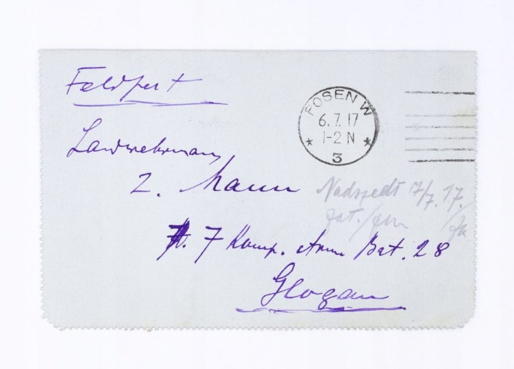 STARY LIST - FELDPOST, POZNAŃ / GŁOGÓW 1917