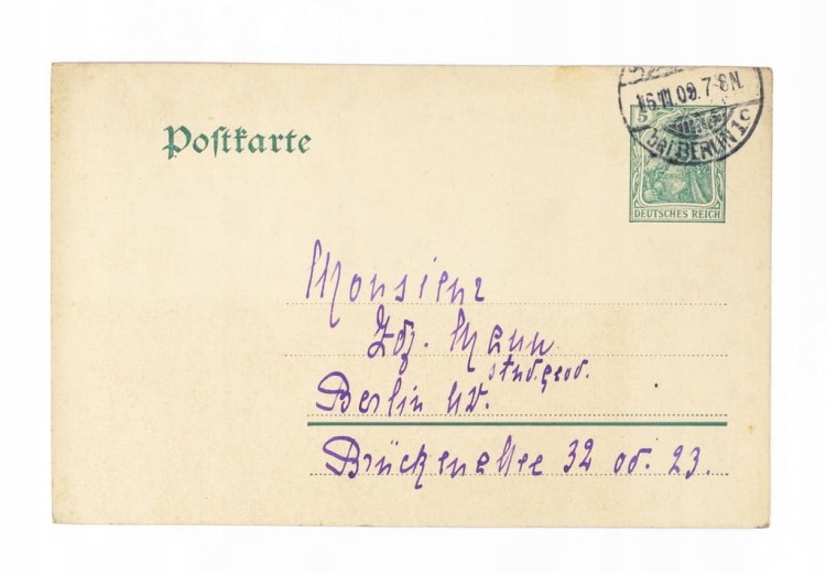 STARA POCZTÓWKA / LIST - BERLIN / SCHONEBERG 1909