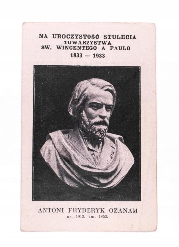 OBRAZEK TOW. ŚW. WINCENTEGO A PAULO - ANTONI FRYDERYK OZANAM, POZNAŃ 1933