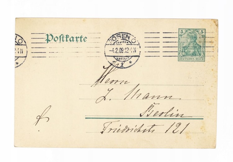 STARA POCZTÓWKA / LIST - BERLIN / POZNAŃ 1909