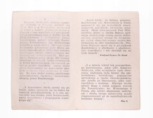 OBRAZEK TOW. ŚW. WINCENTEGO A PAULO - ANTONI FRYDERYK OZANAM, POZNAŃ 1933