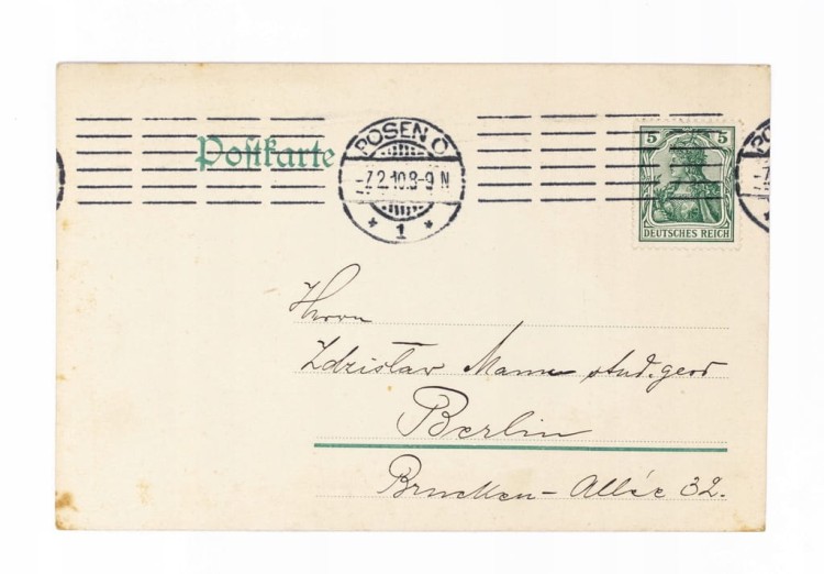 STARA POCZTÓWKA / LIST - BERLIN / POZNAŃ 1910