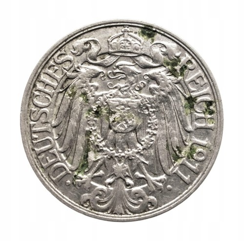Niemcy, Wilhelm II, 25 fenigów, 1911 A, Berlin.
