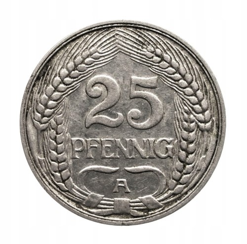 Niemcy, Wilhelm II, 25 fenigów, 1911 A, Berlin.