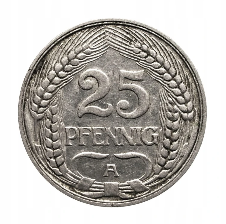 Niemcy, Wilhelm II, 25 fenigów, 1911 A, Berlin.