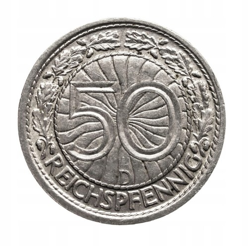 Niemcy, III Rzesza, 50 Reichspfennig 1937 D, Monachium.