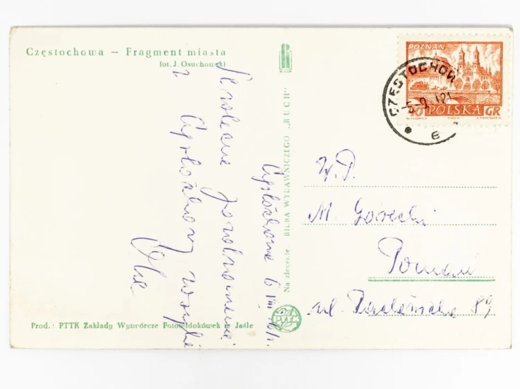 CZĘSTOCHOWA - II ALEJA Z DOMEM "POD ZEGAREM" 1961 PRL