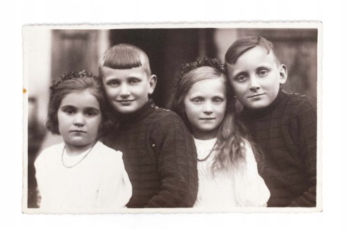 STARA FOTOGRAFIA - DZIECI, FOTO MAŁECKI, ŚMIGIEL OKUPACJA l. 40