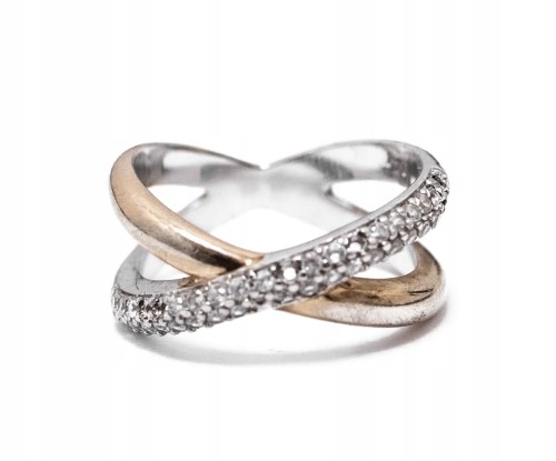 STARY SREBRNY PIERŚCIONEK 925 Z KAMIENIAMI R. 13