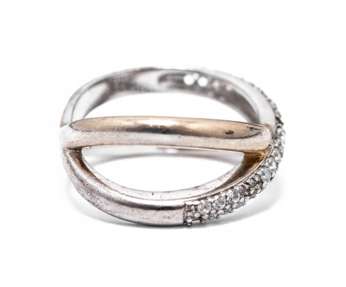 STARY SREBRNY PIERŚCIONEK 925 Z KAMIENIAMI R. 13