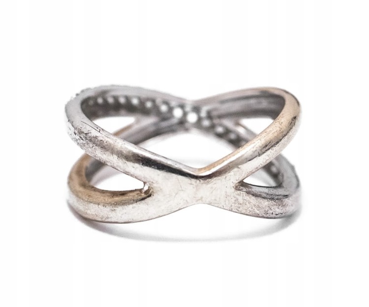 STARY SREBRNY PIERŚCIONEK 925 Z KAMIENIAMI R. 13