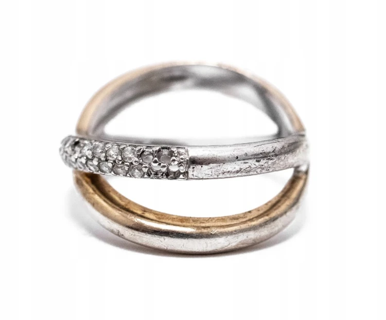 STARY SREBRNY PIERŚCIONEK 925 Z KAMIENIAMI R. 13