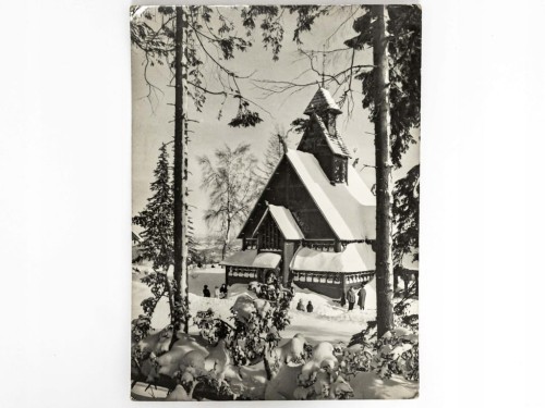KARPACZ GÓRNY, DAWNIEJ BIERUTOWICE - ŚWIĄTYNIA WANG ZIMĄ 1971 PRL