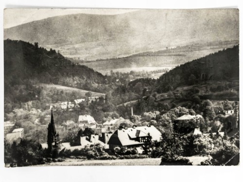 NOWA RUDA - PANORAMA Z WIEŻĄ KOŚCIOŁA PW. BOŻEGO CIAŁA LATA 70. PRL
