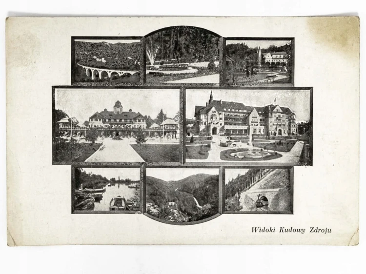 KUDOWA-ZDRÓJ - WIADUKT KOLEJOWY SANATORIA ZAKŁAD PRZYRODOLECZNICZY 1947 PRL