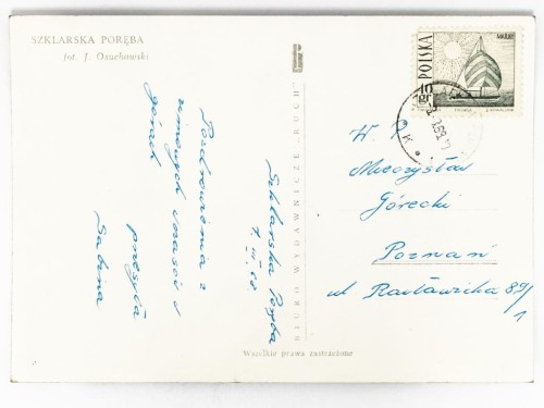 SZKLARSKA PORĘBA - WIDOK NA MIEJSCOWOŚĆ ZIMĄ 1968 PRL