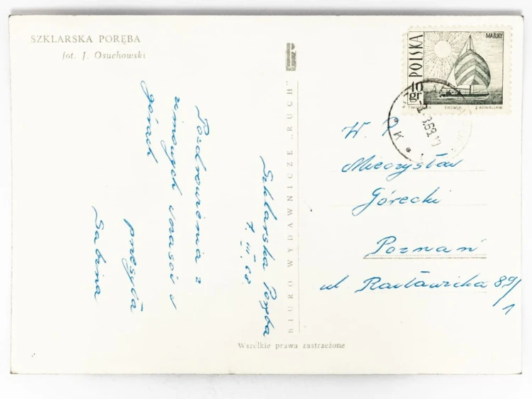 SZKLARSKA PORĘBA - WIDOK NA MIEJSCOWOŚĆ ZIMĄ 1968 PRL