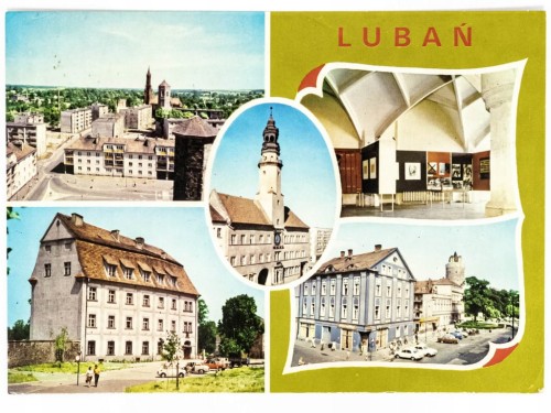 LUBAŃ - PANORAMA, RATUSZ MIEJSKI, DOM POD OKRĘTEM, WIEŻA BRACKA 1982 PRL
