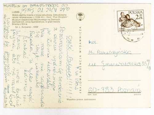 LUBAŃ - PANORAMA, RATUSZ MIEJSKI, DOM POD OKRĘTEM, WIEŻA BRACKA 1982 PRL
