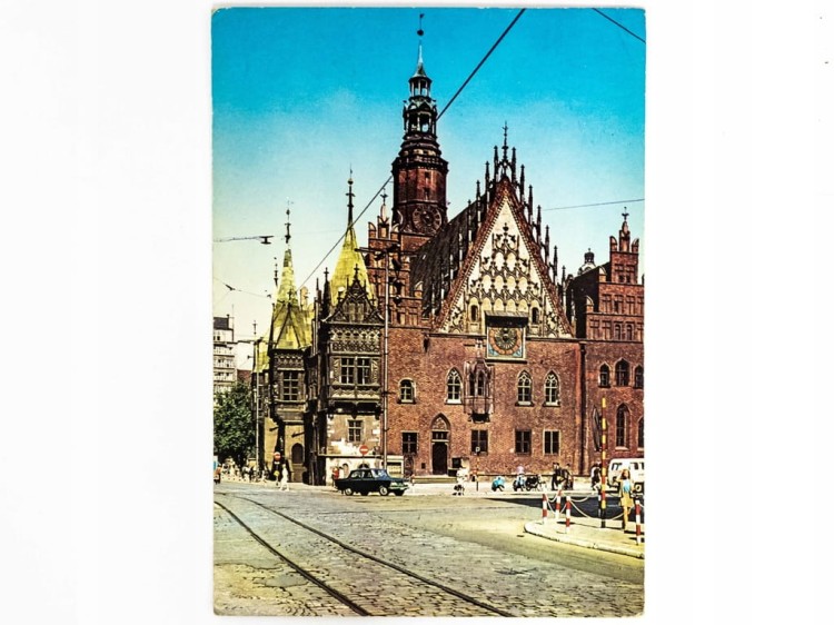 WROCŁAW - RATUSZ MIEJSKI Z ZEGAREM 1971 PRL