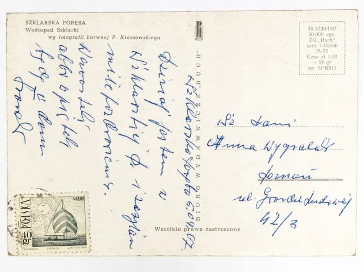 SZKLARSKA PORĘBA - WODOSPAD SZKLARKI 1967 PRL