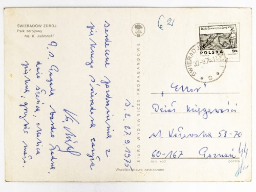 ŚWIERADÓW-ZDRÓJ - PARK ZDROJOWY Z WIDOKIEM NA GÓRY 1975 PRL