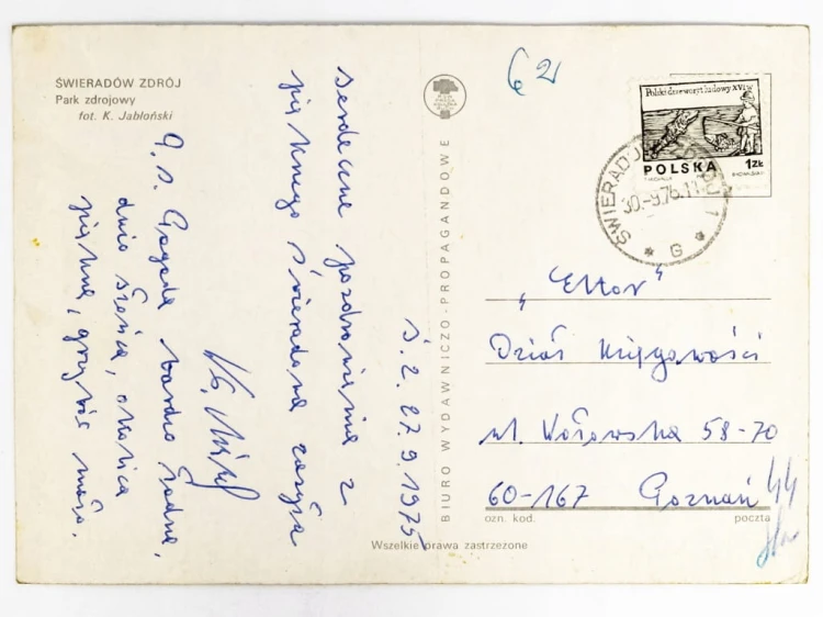 ŚWIERADÓW-ZDRÓJ - PARK ZDROJOWY Z WIDOKIEM NA GÓRY 1975 PRL