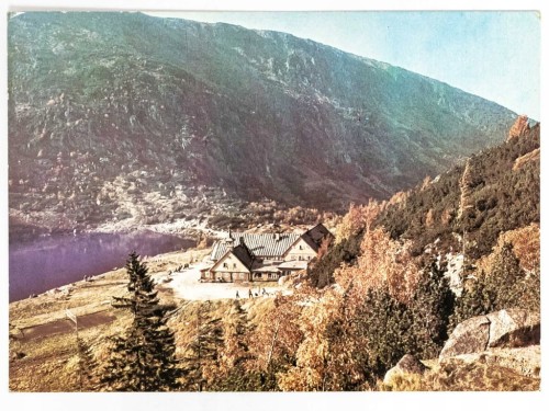 KARKONOSZE - SCHRONISKO PTTK SAMOTNIA NAD MAŁYM STAWEM LATA 70. PRL