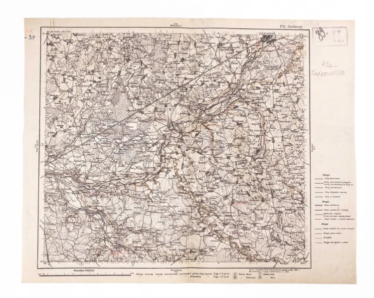 STARA MAPA - GIEŁWANY, WIEPRZE, KAPLICE, GIEGUŻYN 1922
