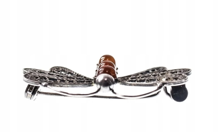 STARA SREBRNA BROSZKA Z KAMIENIAMI 925 MOTYL