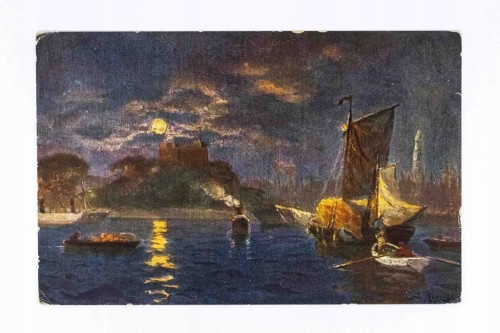 STARA POCZTÓWKA - ŁODZIE NA MORZU POCZ. XX W.