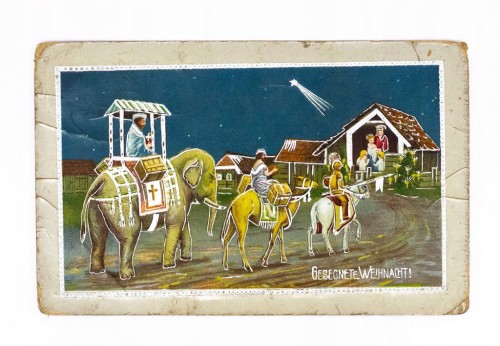 STARA POCZTÓWKA BOŻONARODZENIOWA - TRZECH KRÓLI, HERNE / KROBIA 1917