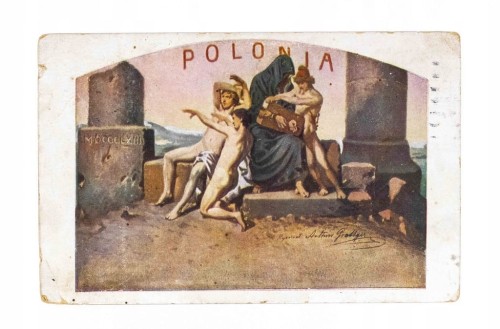 STARA POCZTÓWKA - A. GROTTGER, OBRAZ SYMBOLICZNY POLSKI, LWÓW / BORKI 1923